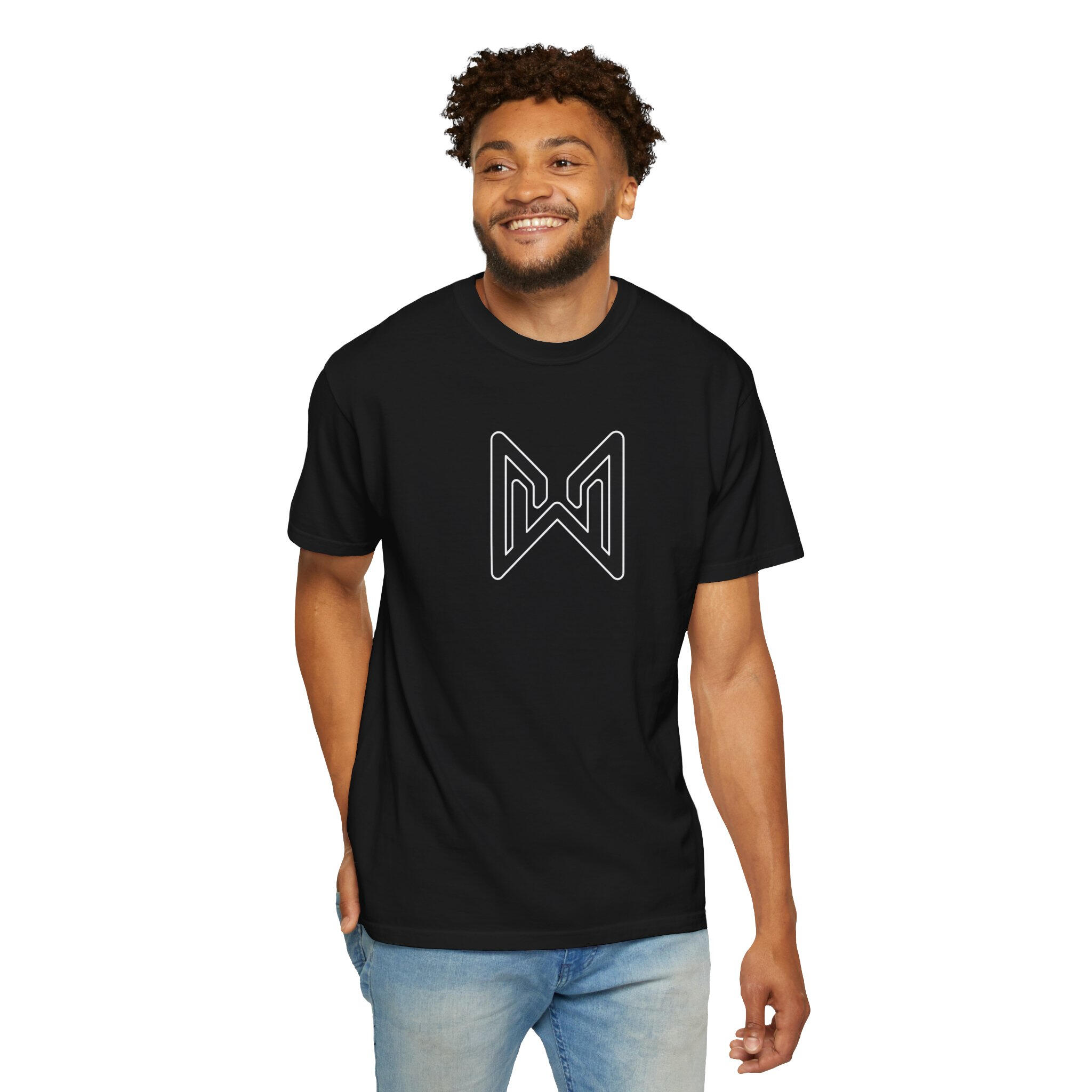 MERAQL T-shirt with black icon logo and no text
