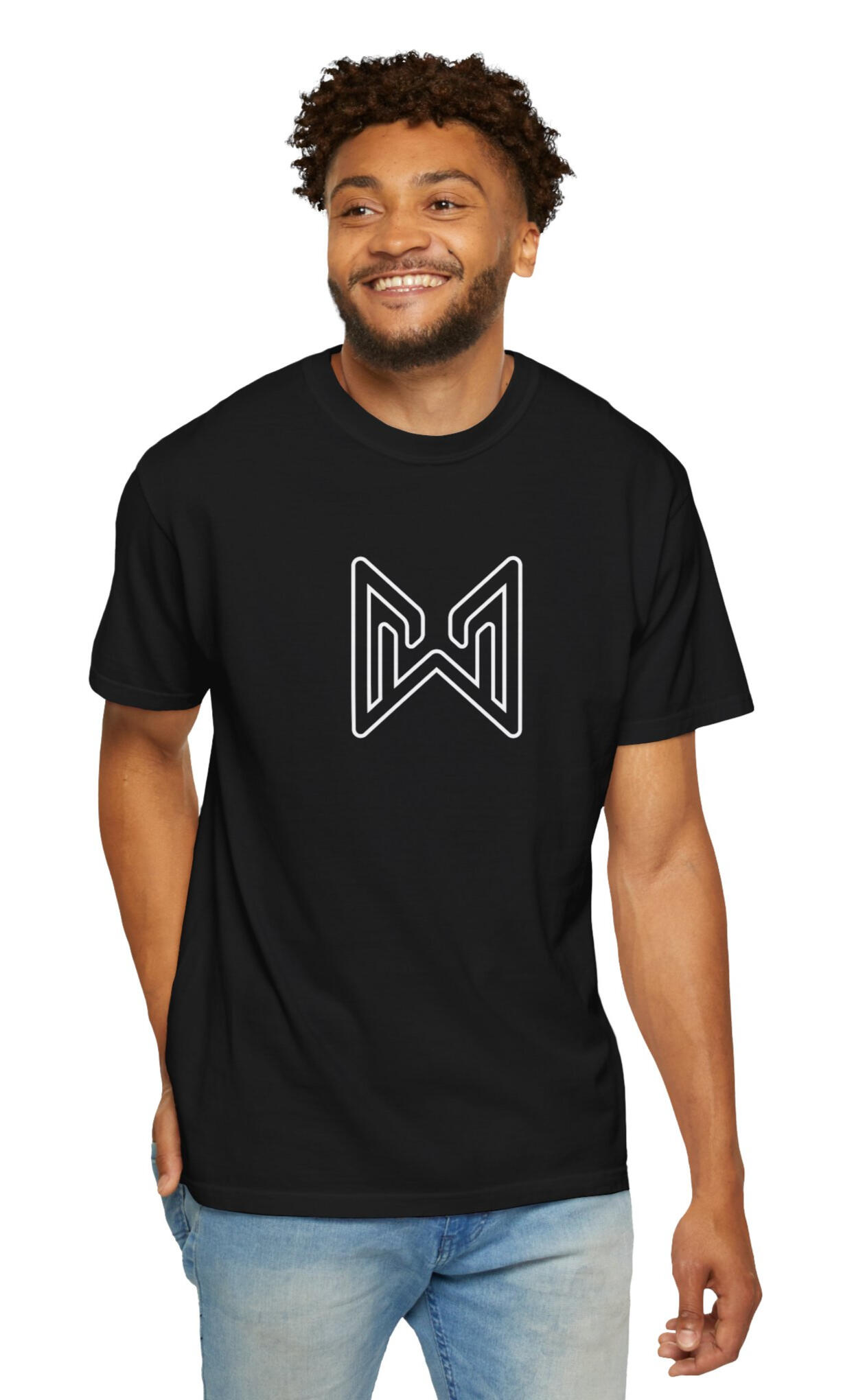MERAQL T-shirt with outline icon logo and no text